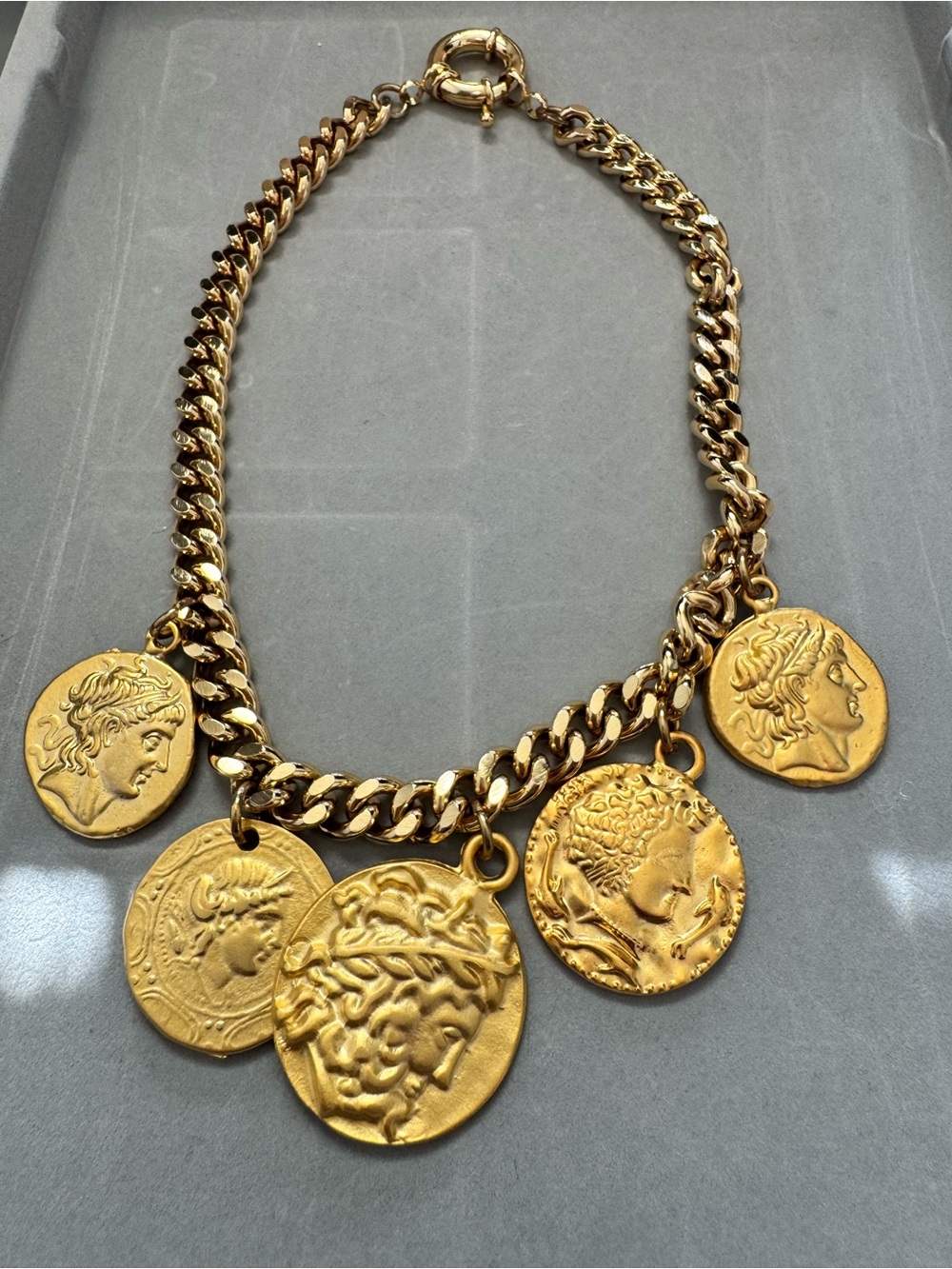 Gold Tone Coin Charm Necklace - Women Jewelry
